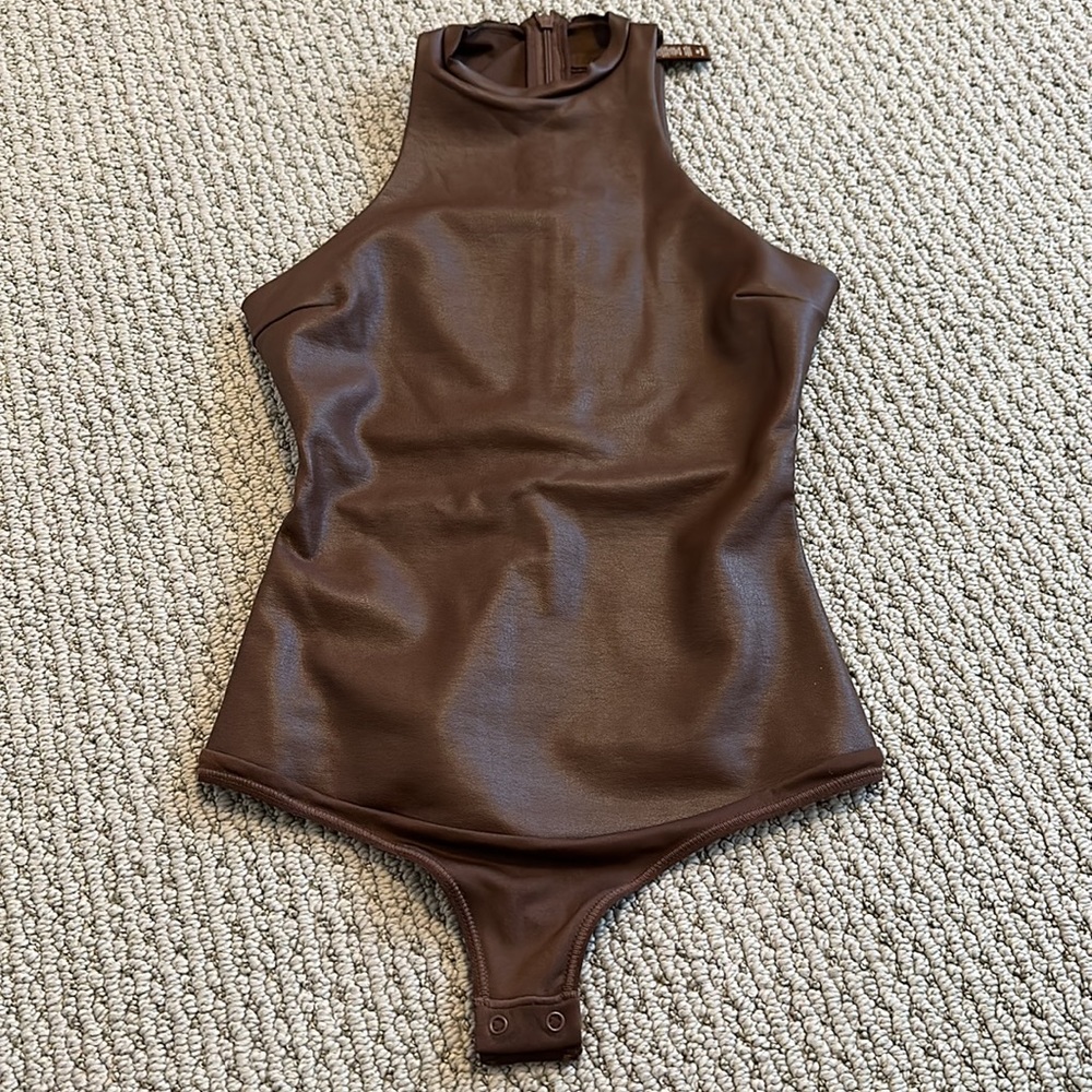 Skims Faux Leather Bodysuit